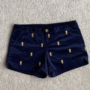 Lilly Pulitzer Adie Short- Navy with Gold Embroidered Pineapples